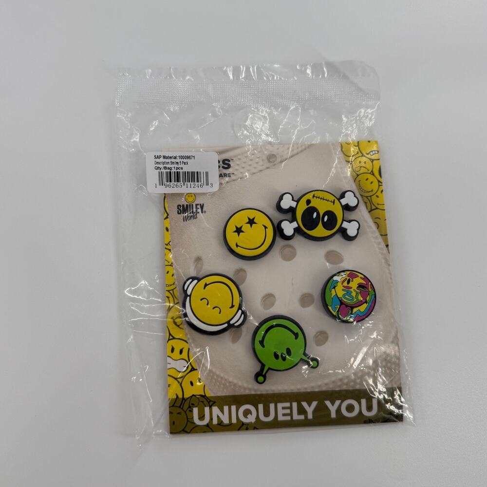 Crocs Jibbitz Smiley World 5 Pack Charms New Original